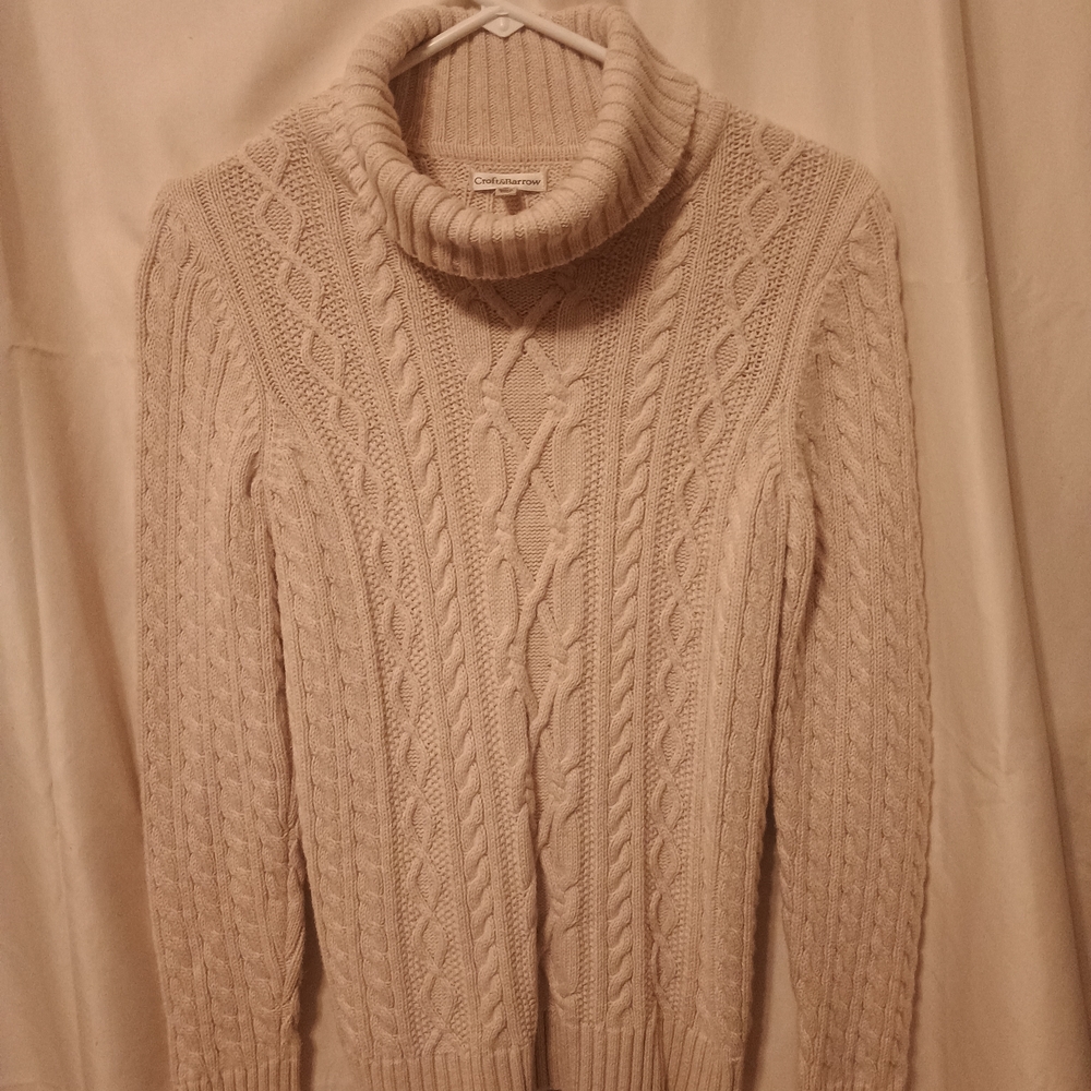 Croft & Barrow Beige Cable Knit Turtleneck Sweater